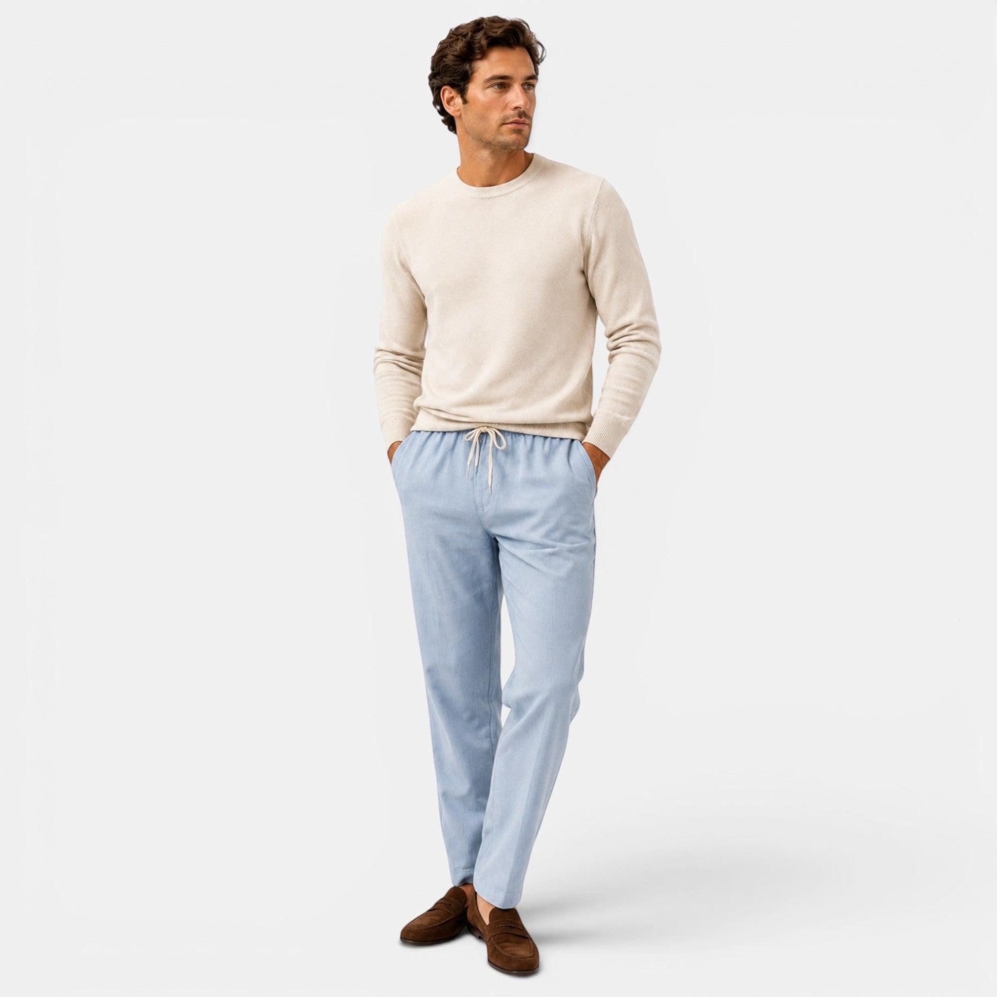 Finn | Men's Relaxed Fit Cotton Trousers with Adjustable Waist
