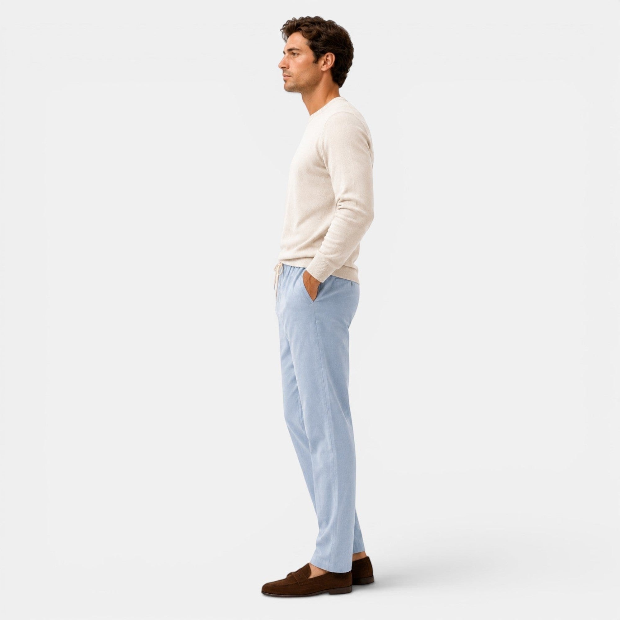 Ellmont London | Men's Relaxed Fit Cotton Trousers with Adjustable Waist