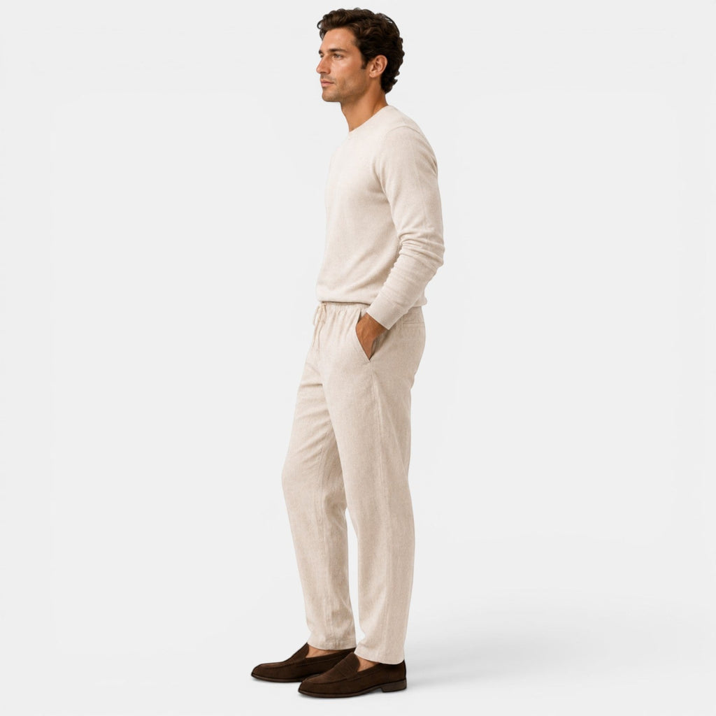 Ellmont London | Men's Relaxed Fit Cotton Trousers with Adjustable Waist