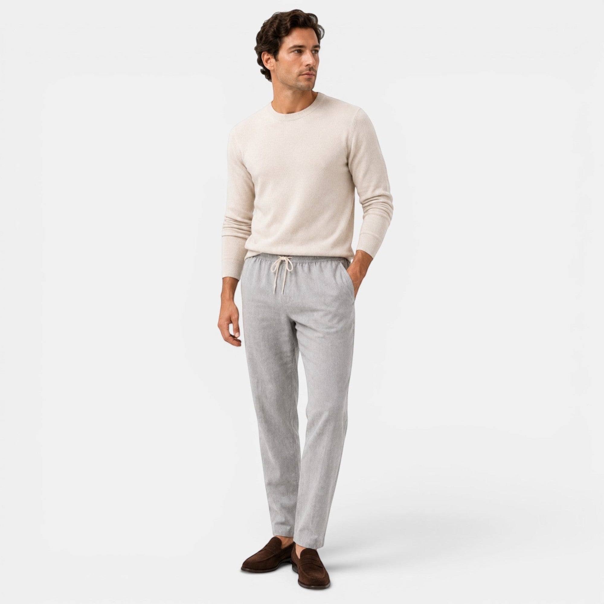Finn | Men's Relaxed Fit Cotton Trousers with Adjustable Waist