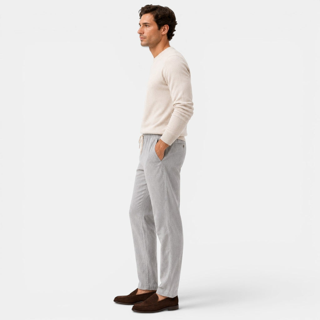 Ellmont London | Men's Relaxed Fit Cotton Trousers with Adjustable Waist