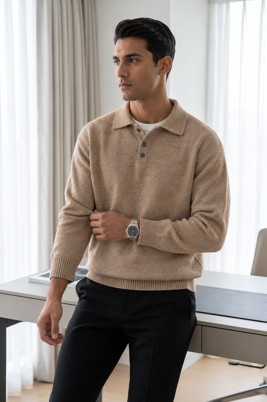 Men's Knitted Polo Jumper