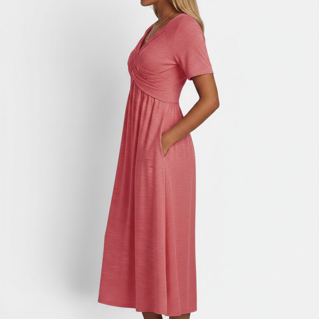 Ellmont London | Women's Short Sleeve Midi Dress with Pockets