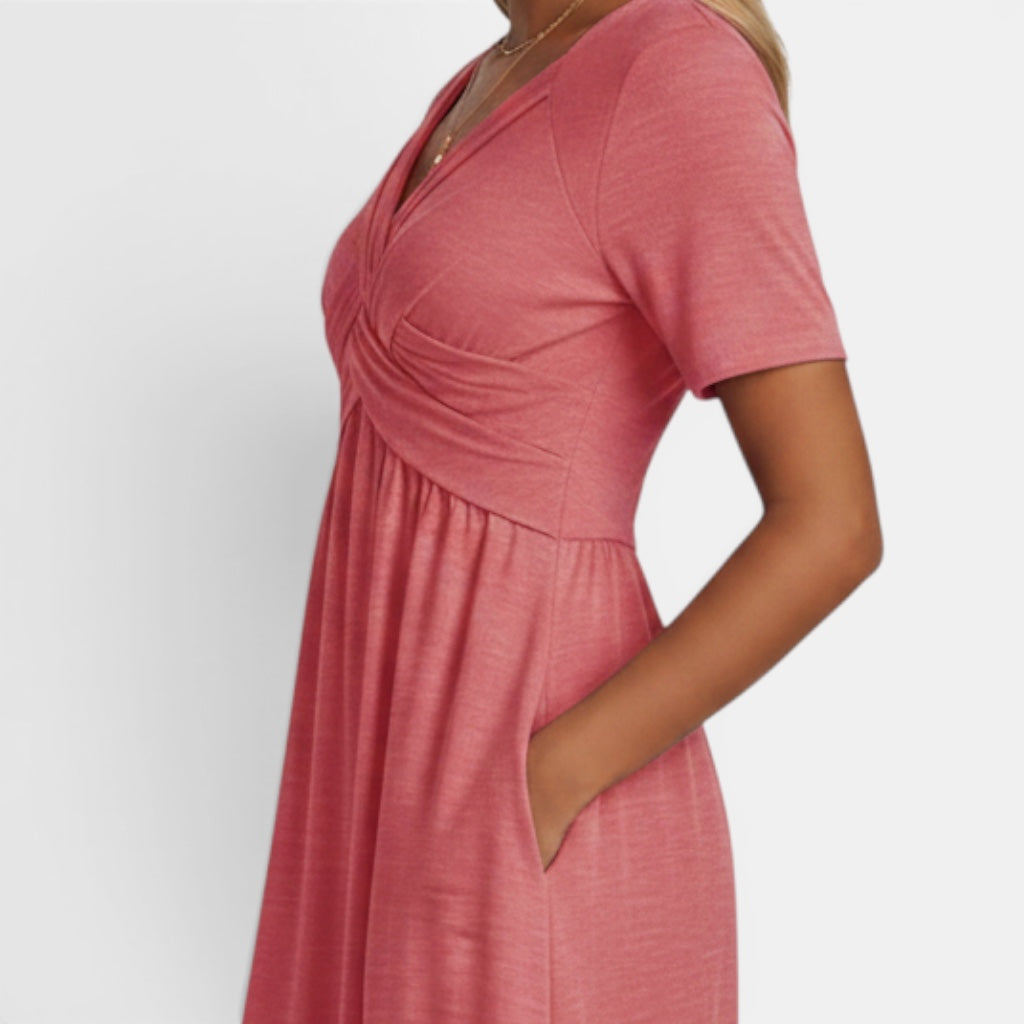 Ellmont London | Women's Short Sleeve Midi Dress with Pockets