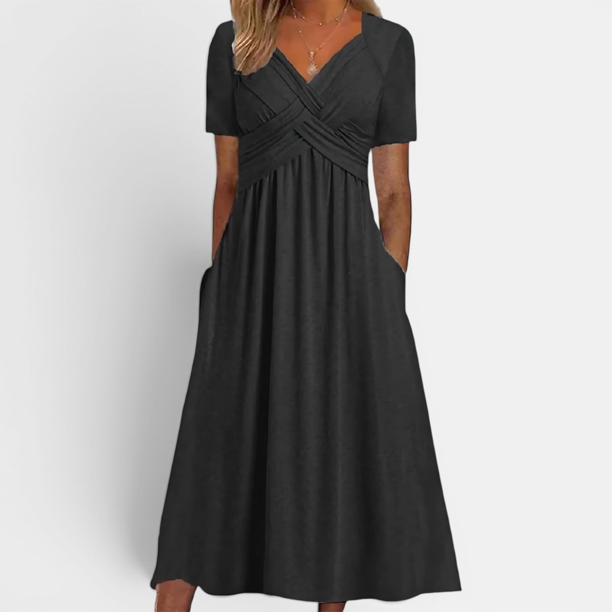 Ellmont London | Women's Short Sleeve Midi Dress with Pockets