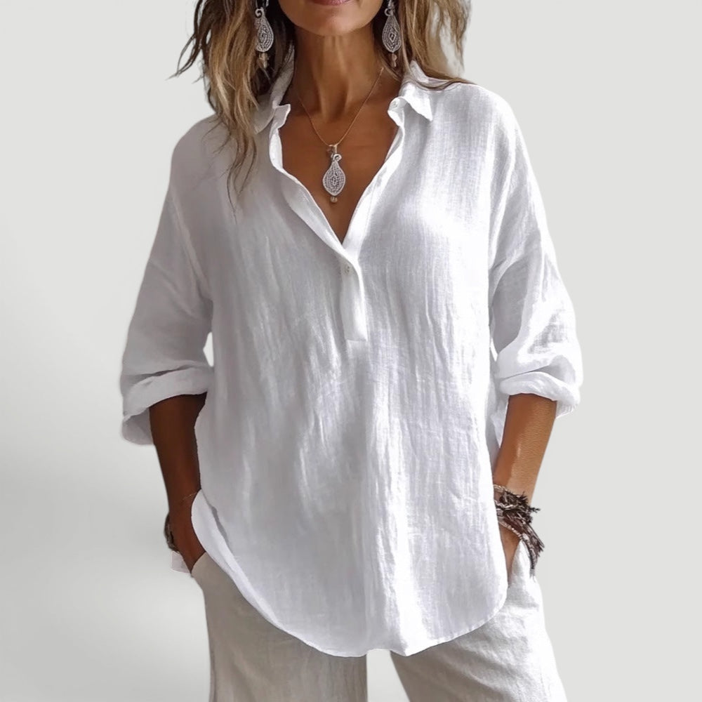Ellmont London | Women’s Loose Fit Linen Blouse Casual Outfit