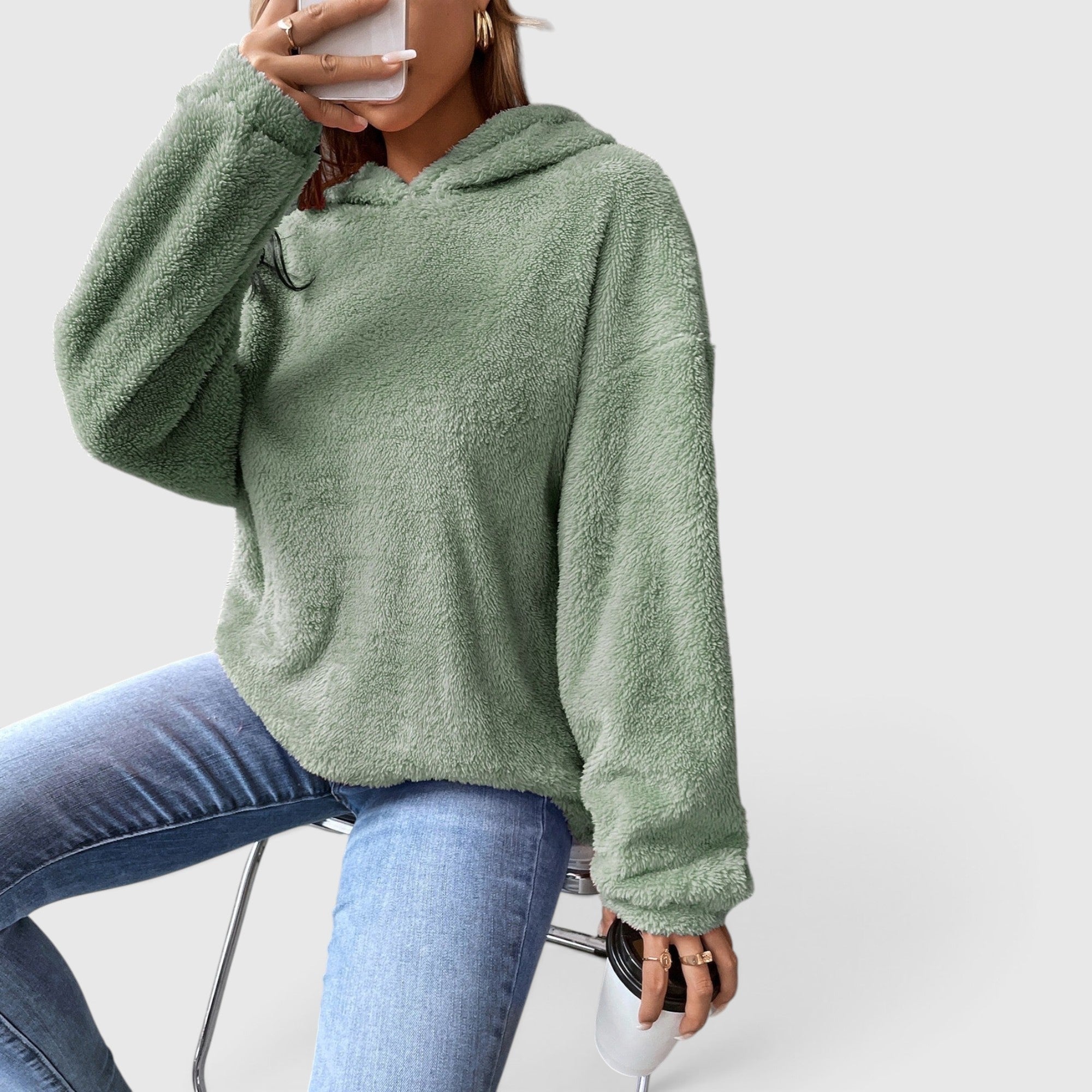 Stella | Women's Fleece Hoodie Pullover Relaxed Fit Long Sleeve Everyday Wear