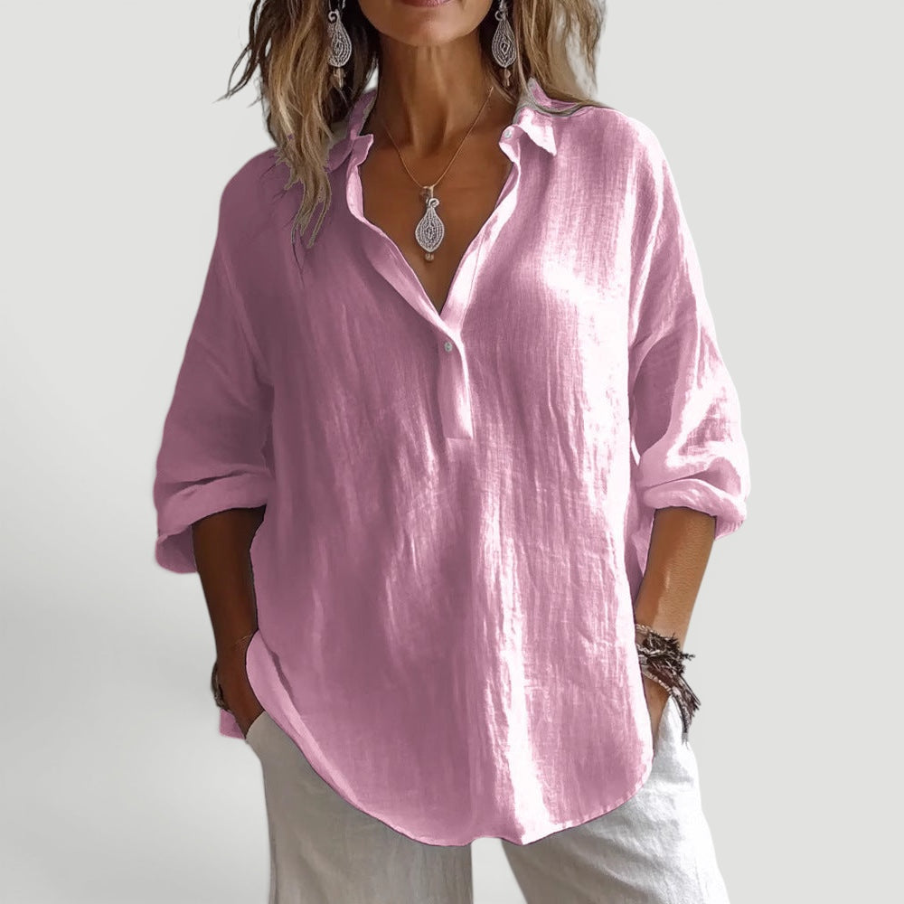 Ellmont London | Women’s Loose Fit Linen Blouse Casual Outfit