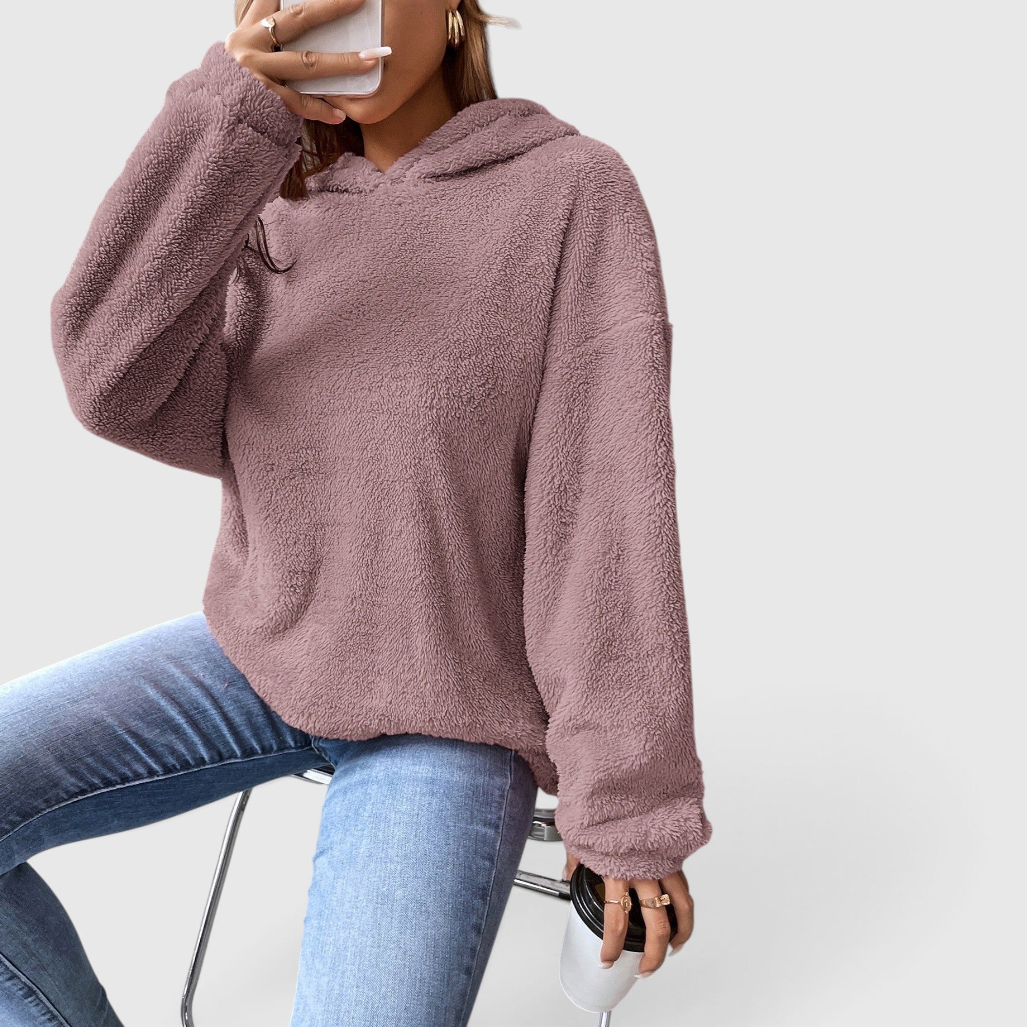 Stella | Women's Fleece Hoodie Pullover Relaxed Fit Long Sleeve Everyday Wear