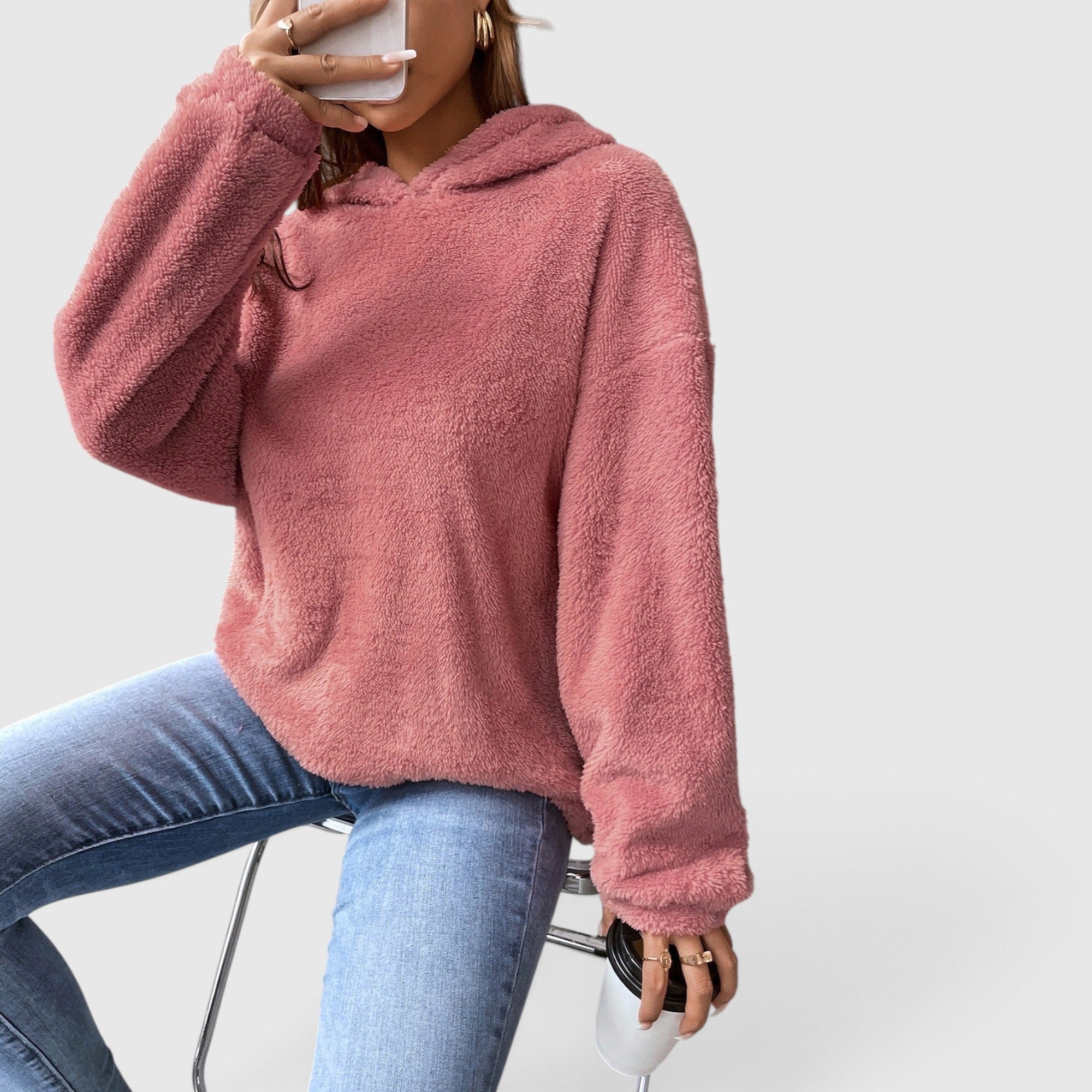 Stella | Women's Fleece Hoodie Pullover Relaxed Fit Long Sleeve Everyday Wear