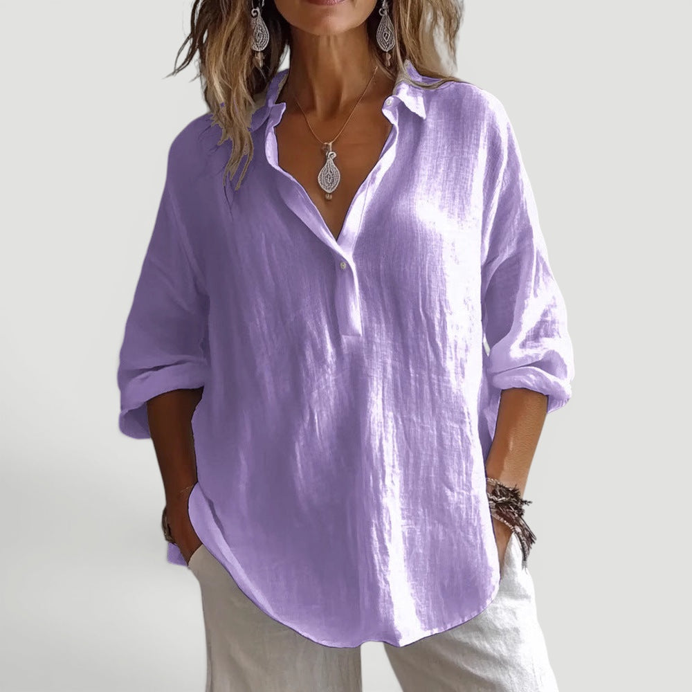 Ellmont London | Women’s Loose Fit Linen Blouse Casual Outfit