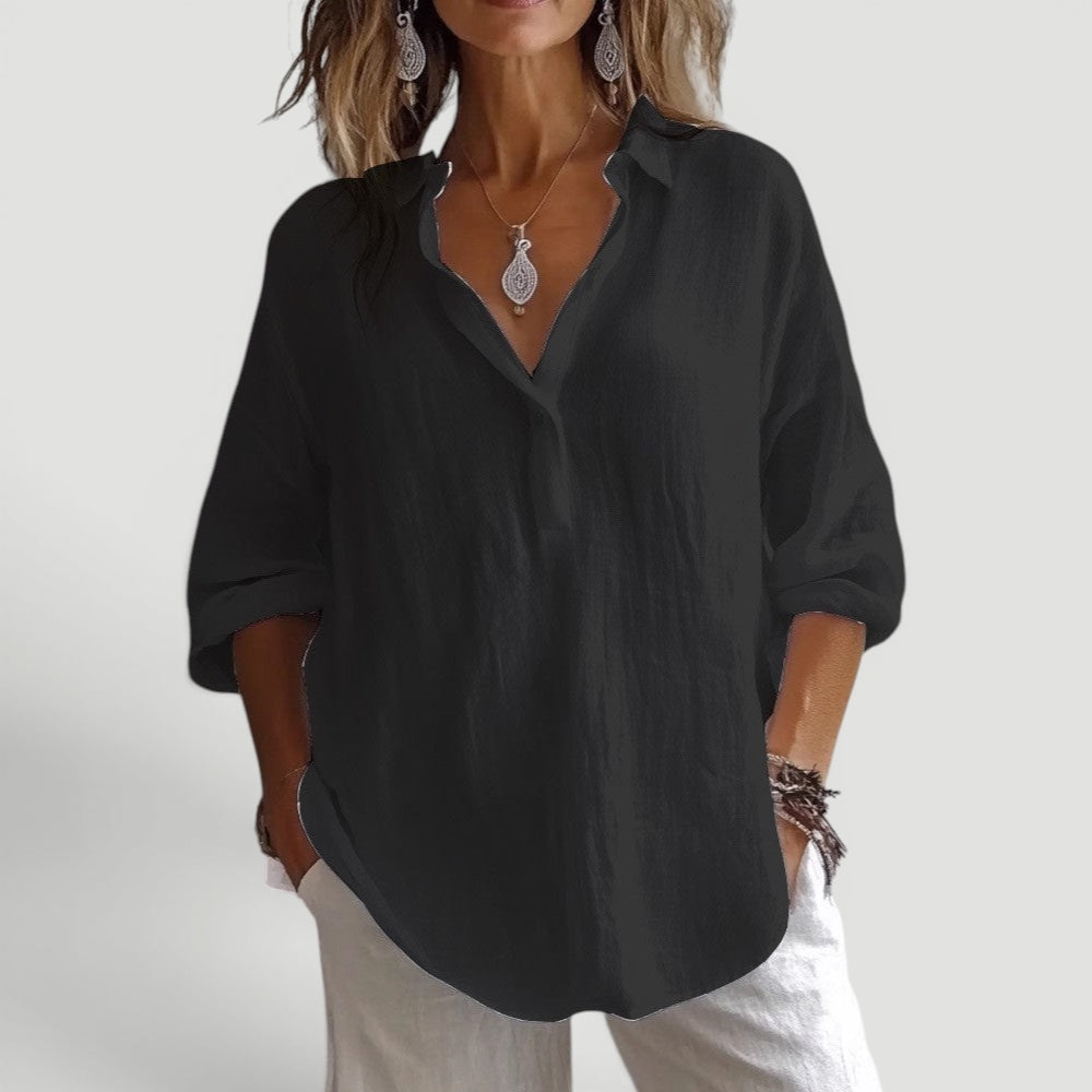 Ellmont London | Women’s Loose Fit Linen Blouse Casual Outfit