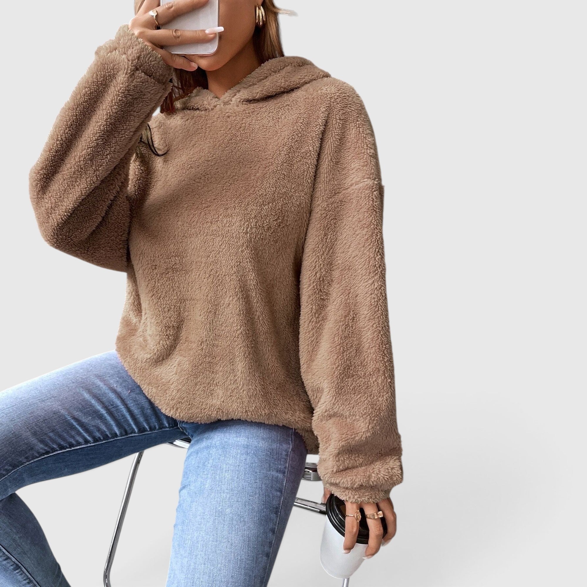 Stella | Women's Fleece Hoodie Pullover Relaxed Fit Long Sleeve Everyday Wear