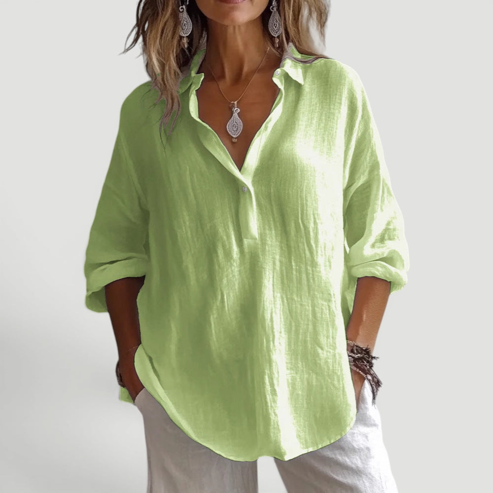 Ellmont London | Women’s Loose Fit Linen Blouse Casual Outfit