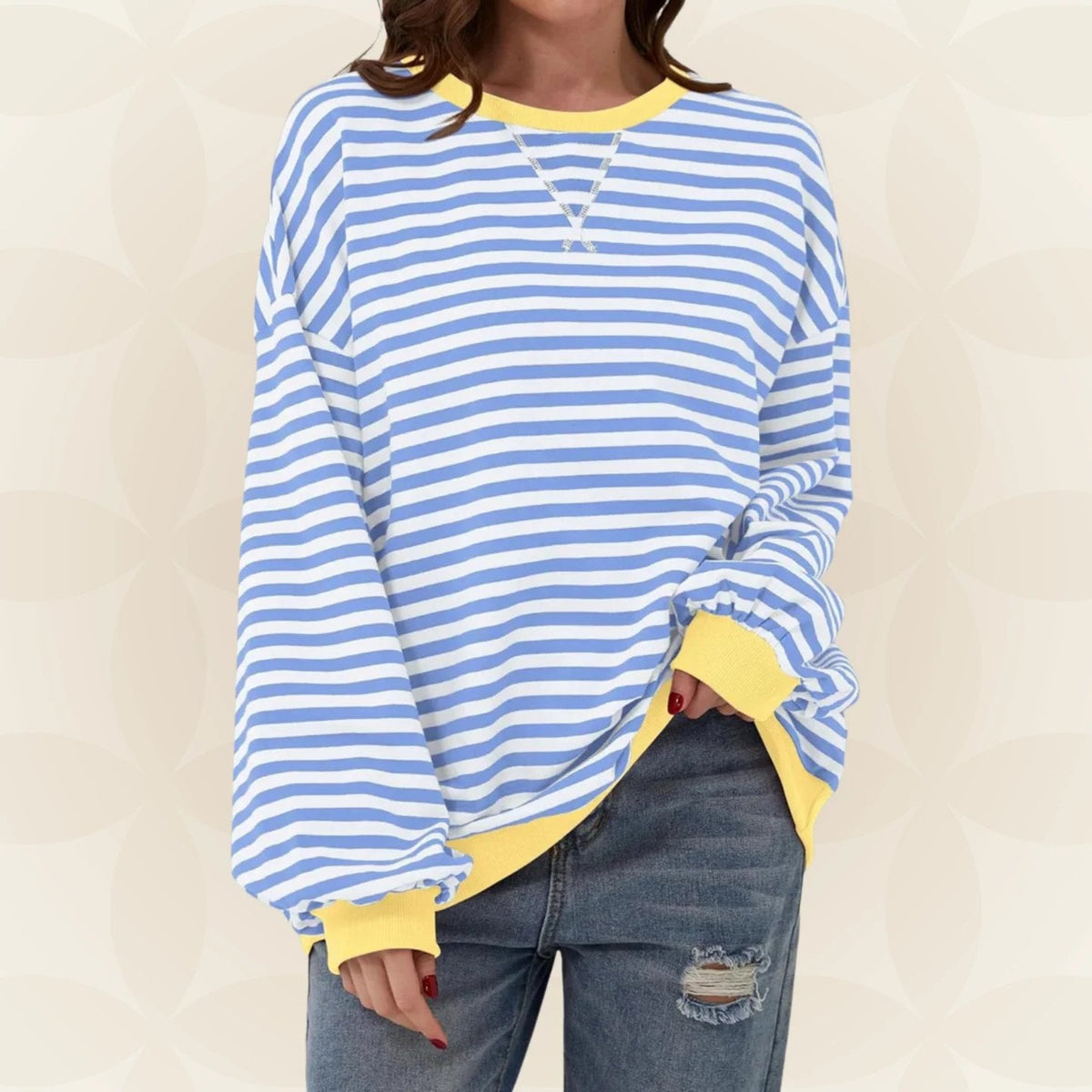 Cecily | Oversized Striped Sweatshirt with Contrast Trim