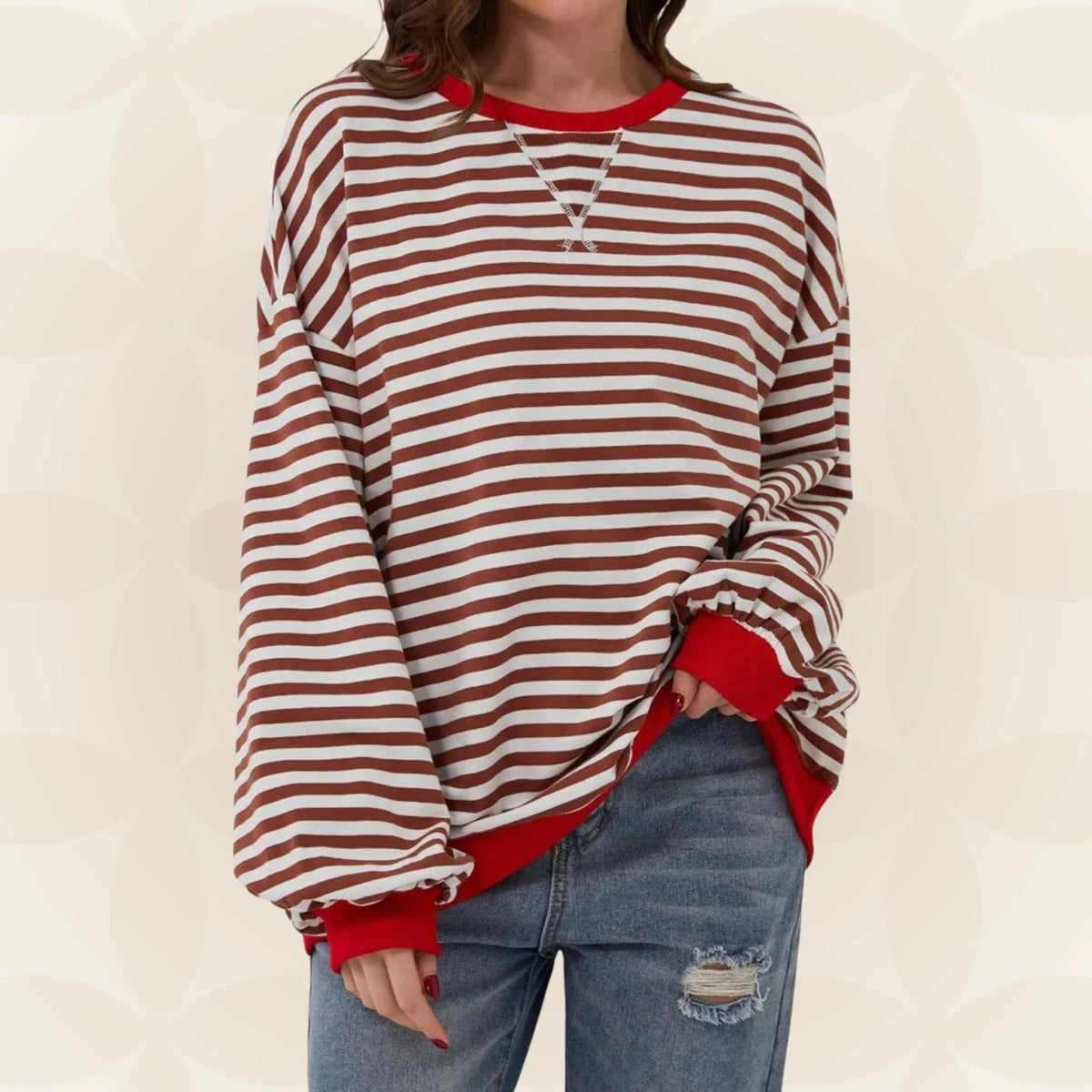 Cecily | Oversized Striped Sweatshirt with Contrast Trim