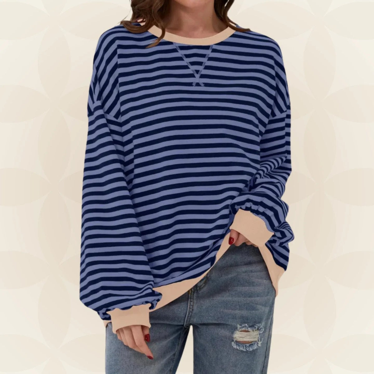 Cecily | Oversized Striped Sweatshirt with Contrast Trim