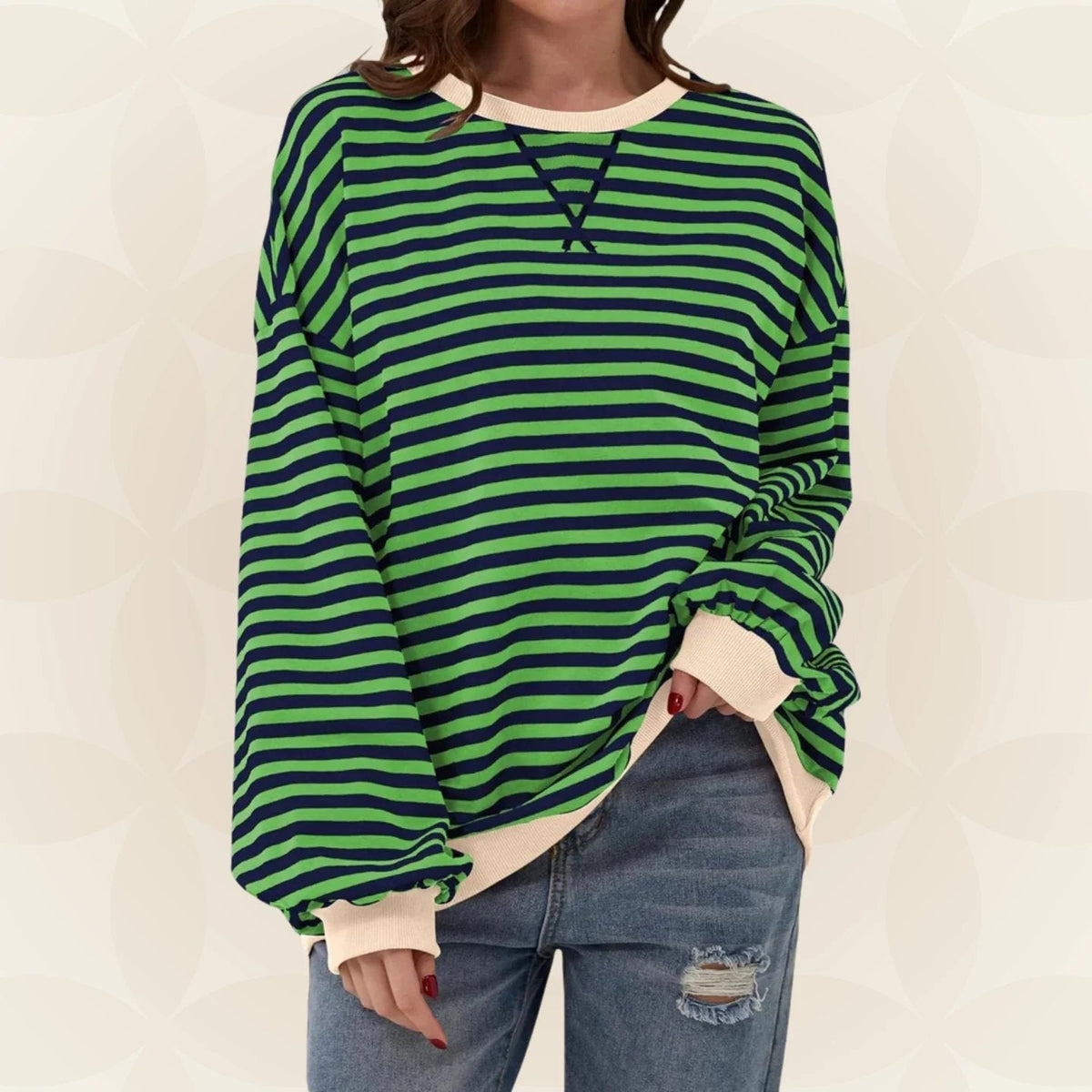 Cecily | Oversized Striped Sweatshirt with Contrast Trim
