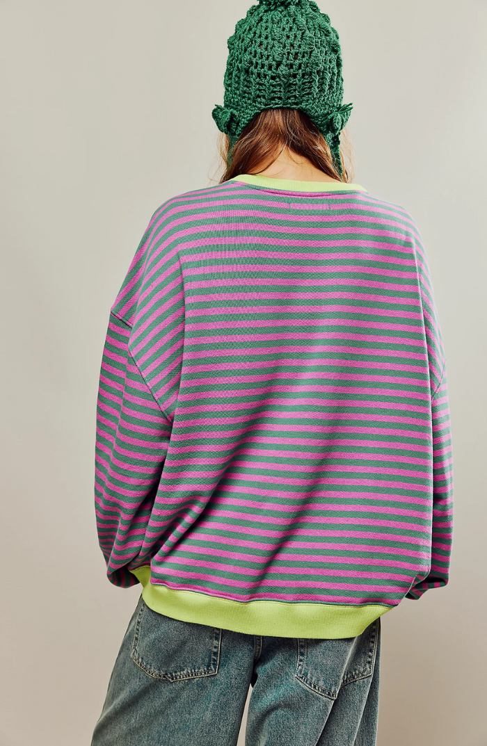 Sofia | Oversized Striped Sweatshirt with Contrast Trim and Drop Shoulders