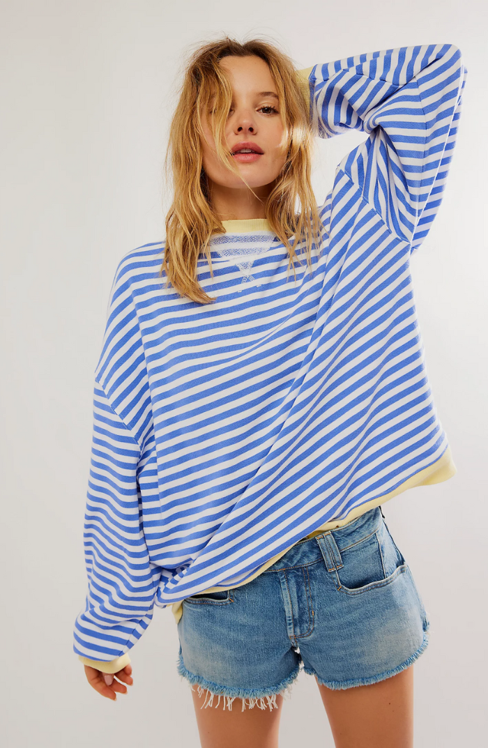 Sofia | Oversized Striped Sweatshirt with Contrast Trim and Drop Shoulders