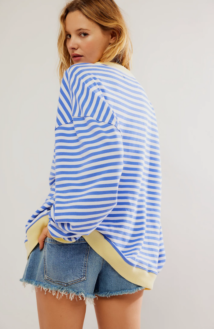Sofia | Oversized Striped Sweatshirt with Contrast Trim and Drop Shoulders