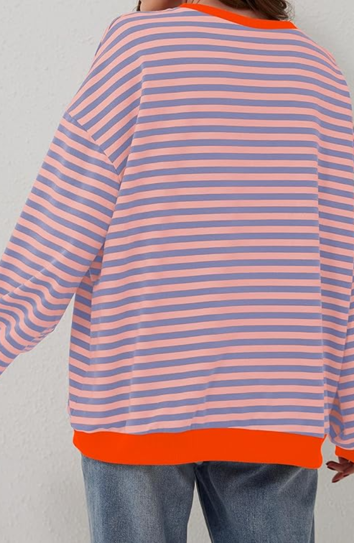 Sofia | Oversized Striped Sweatshirt with Contrast Trim and Drop Shoulders