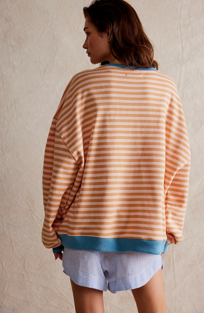 Sofia | Oversized Striped Sweatshirt with Contrast Trim and Drop Shoulders