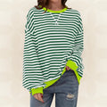 Cecily | Oversized Striped Sweatshirt with Contrast Trim