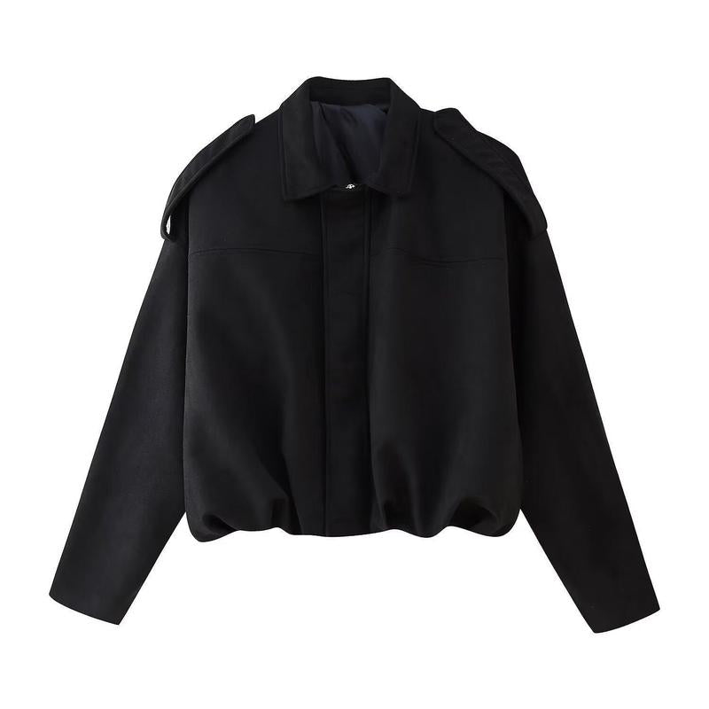 Blossom | Oversized Suede Bomber Jacket with Zip Front and Drop Shoulders