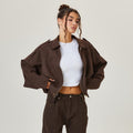 Blossom | Oversized Suede Bomber Jacket with Zip Front and Drop Shoulders