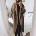 Olive | Women's Wool Blend Maxi Coat Double-Breasted Long Coat