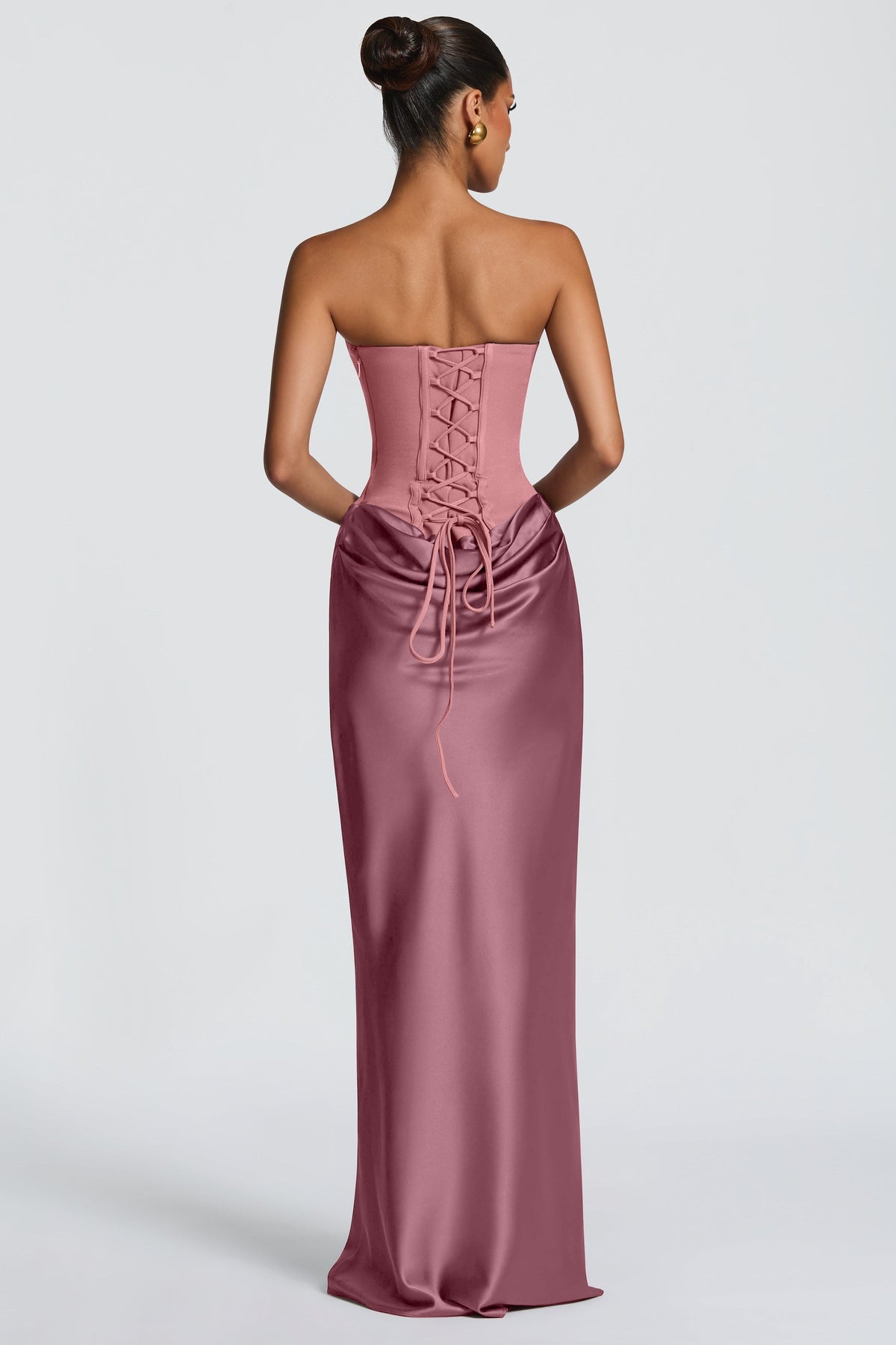 Women's Satin Look Tie-Up Maxi Dress