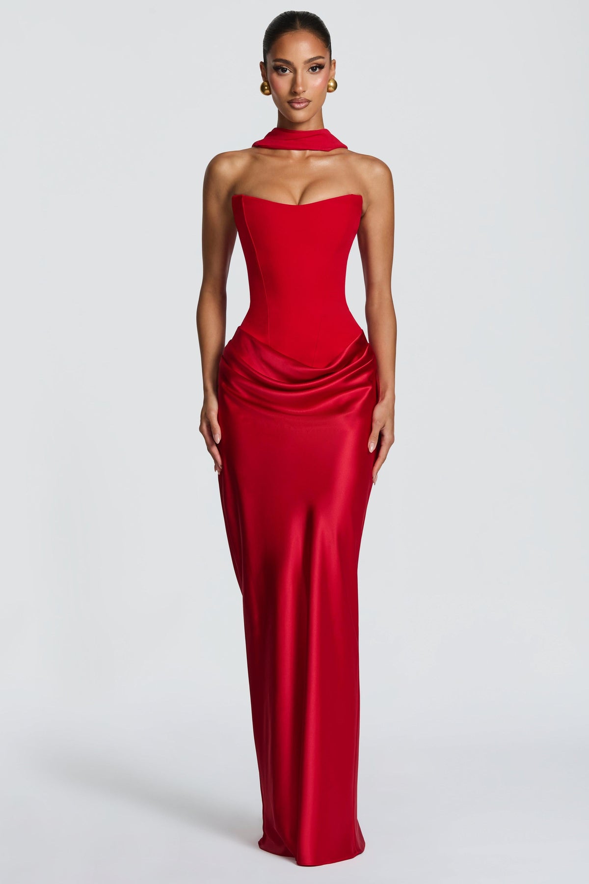 Women's Satin Look Tie-Up Maxi Dress