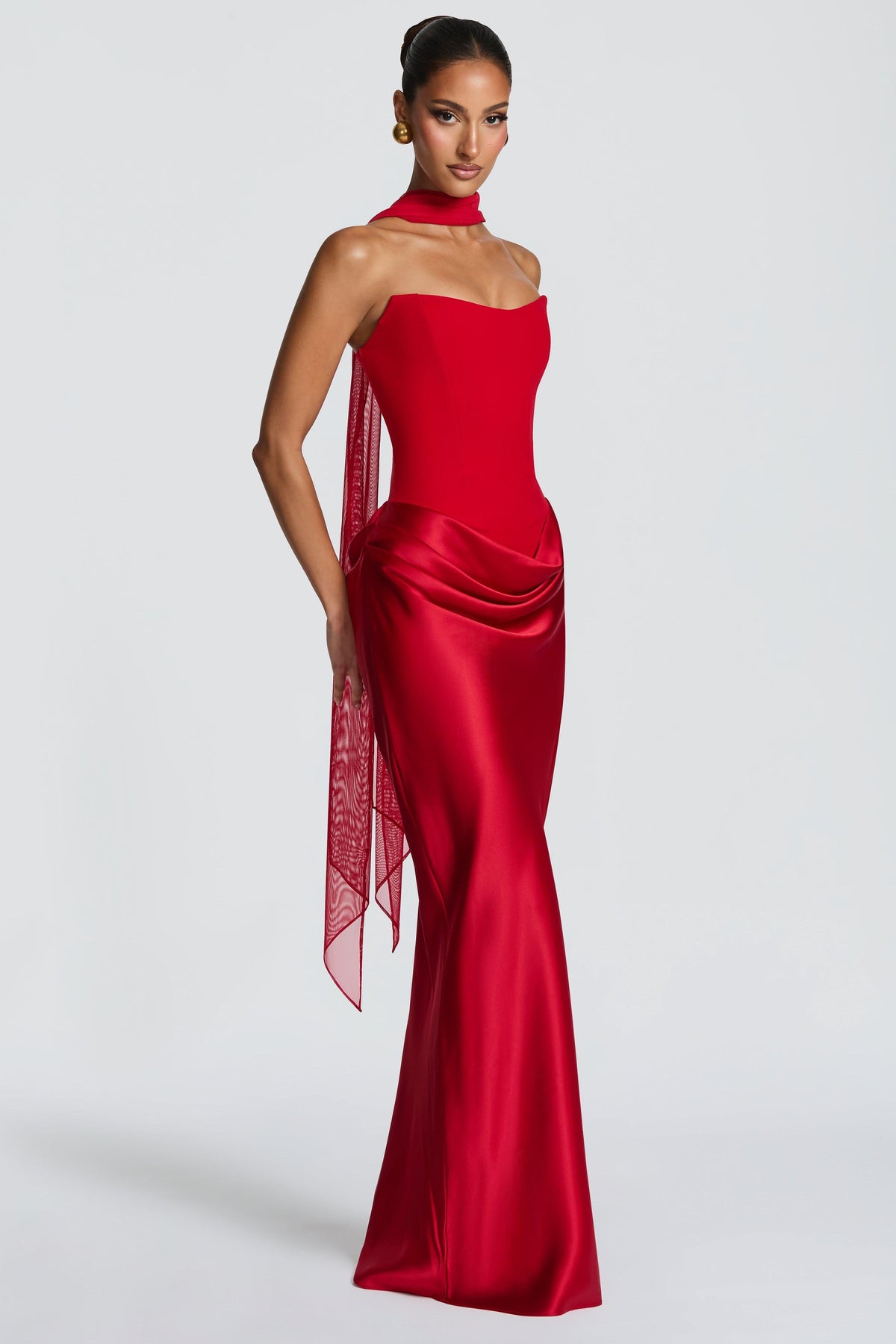 Women's Satin Look Tie-Up Maxi Dress