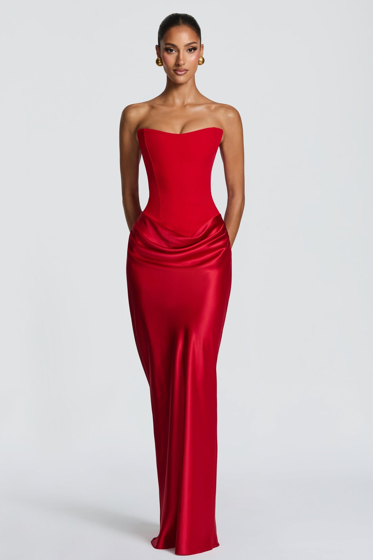 Women's Satin Look Tie-Up Maxi Dress