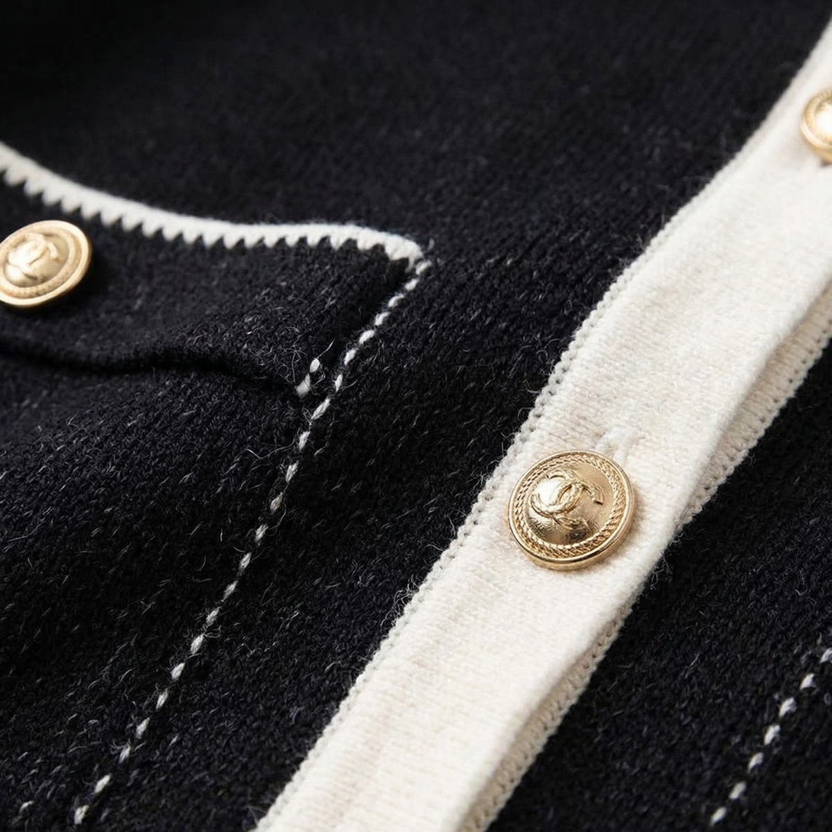 Selina | Polished Knit Cardigan with Gold Buttons and Chest Pockets