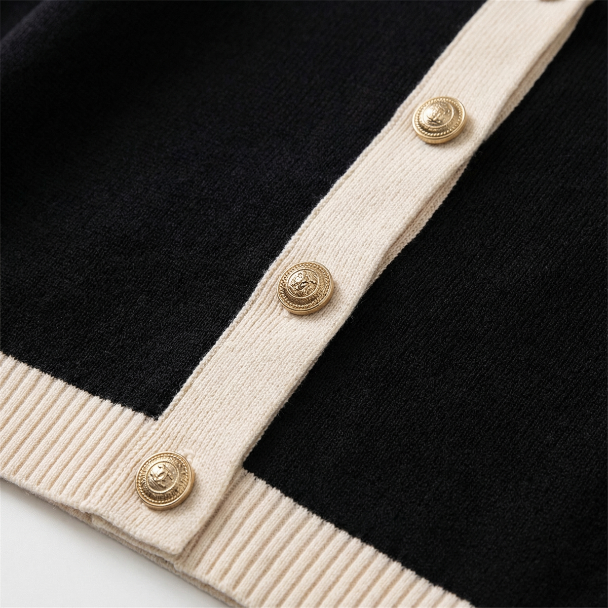 Selina | Polished Knit Cardigan with Gold Buttons and Chest Pockets