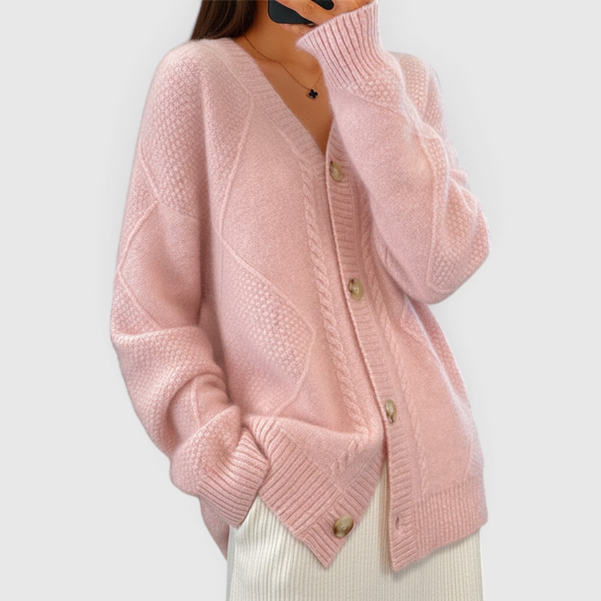 Bella | Women's V Neck Button Up Cardigan – Soft Knit Fall Sweater