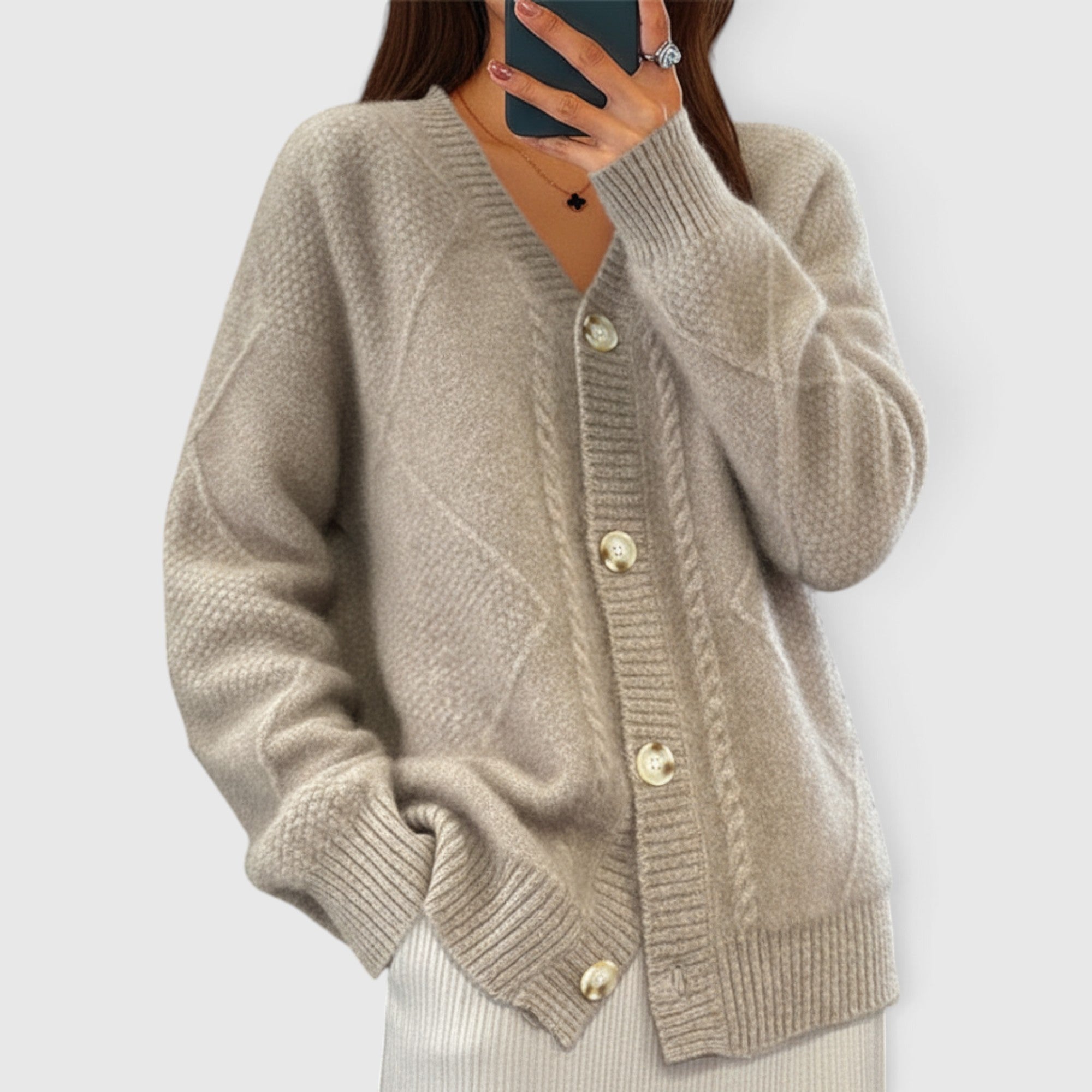 Bella | Women's V Neck Button Up Cardigan – Soft Knit Fall Sweater