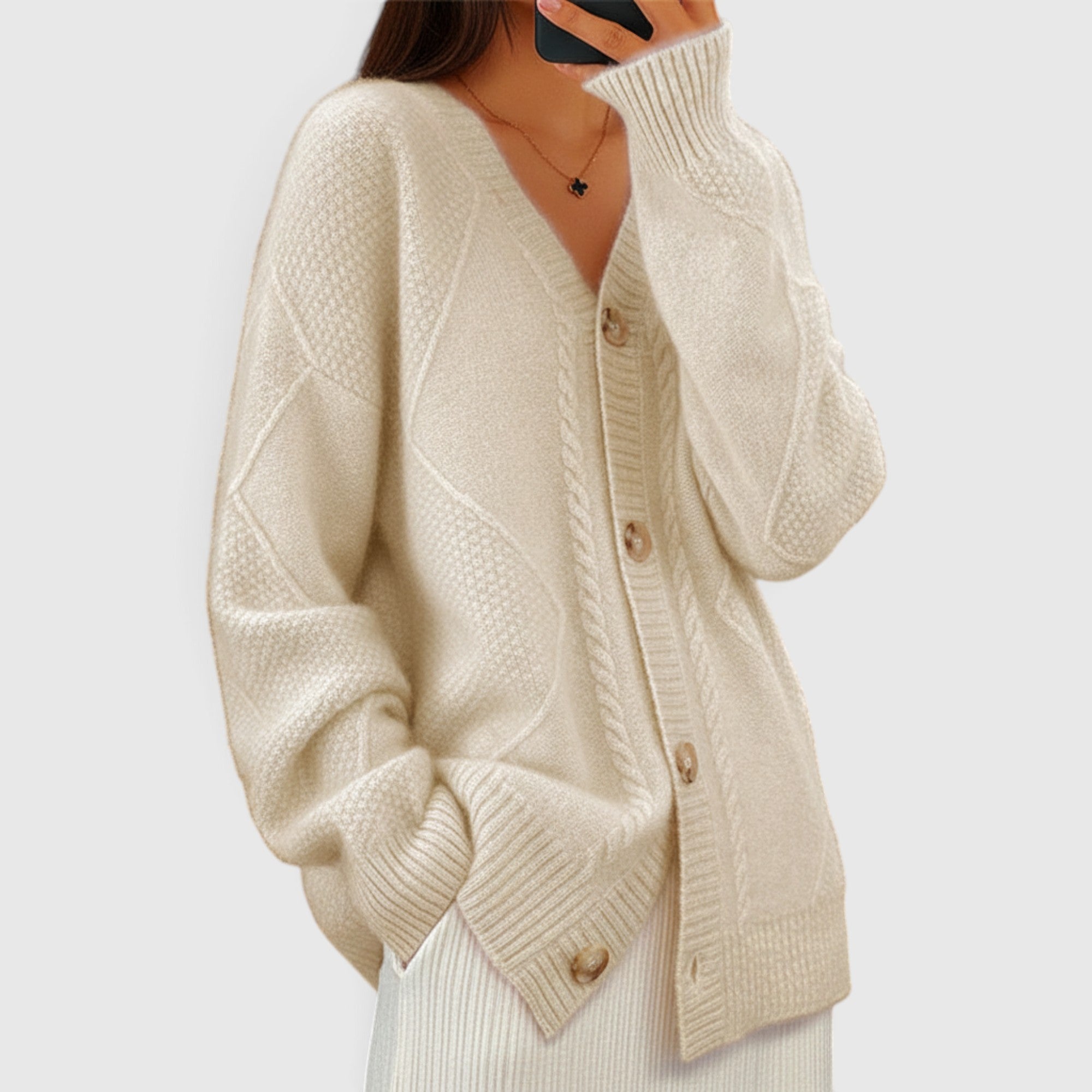 Bella | Women's V Neck Button Up Cardigan – Soft Knit Fall Sweater