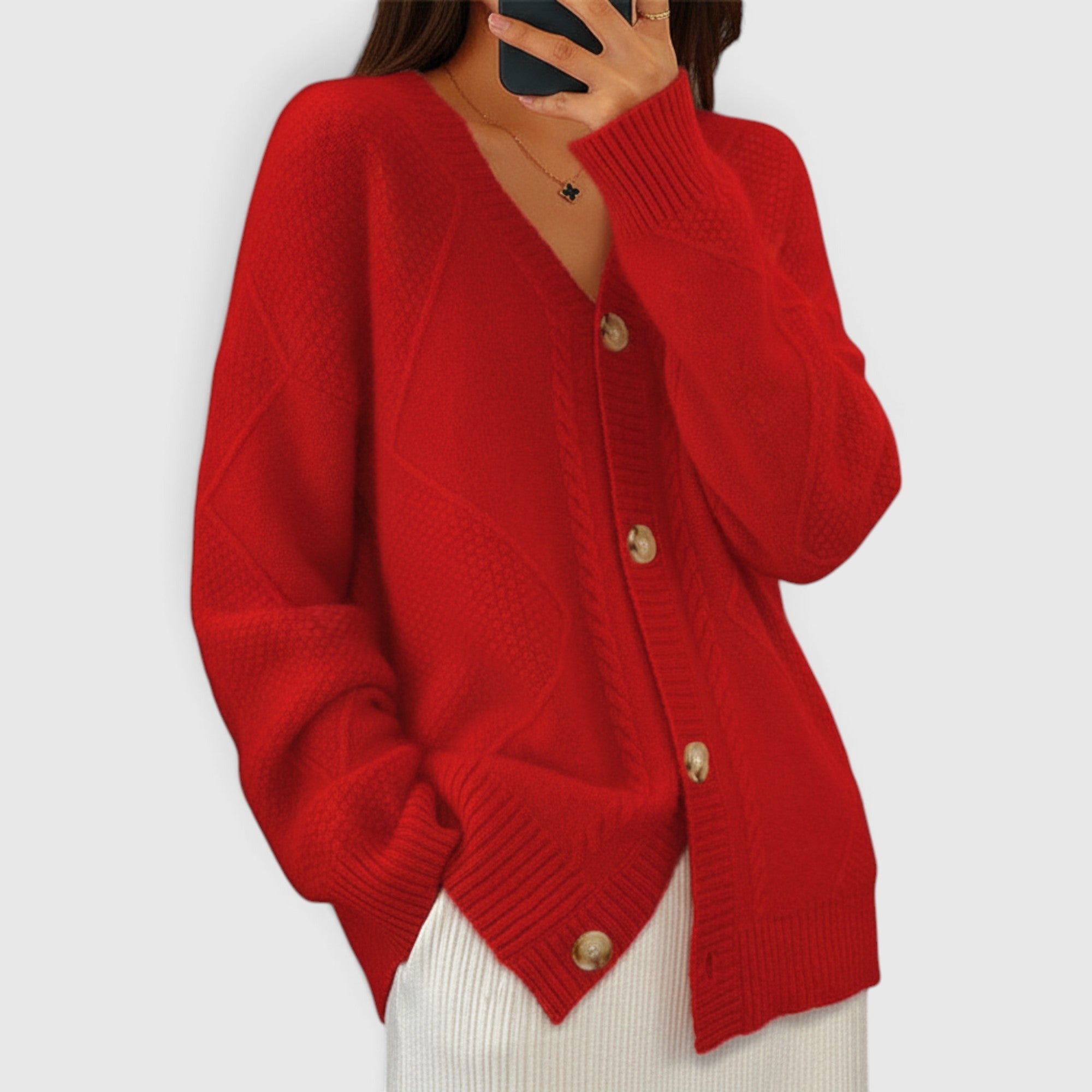 Bella | Women's V Neck Button Up Cardigan – Soft Knit Fall Sweater