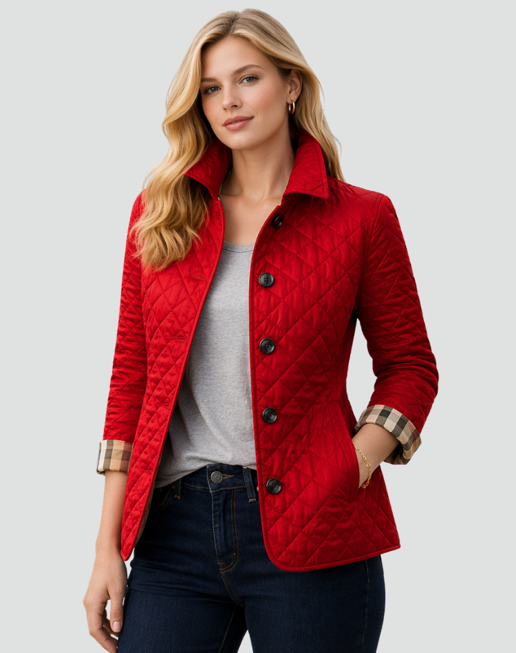 Women's Quilted Puffer Jacket with Button Front