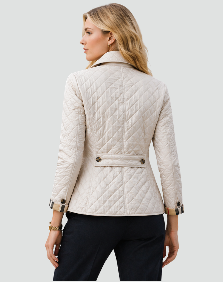Women's Quilted Puffer Jacket with Button Front