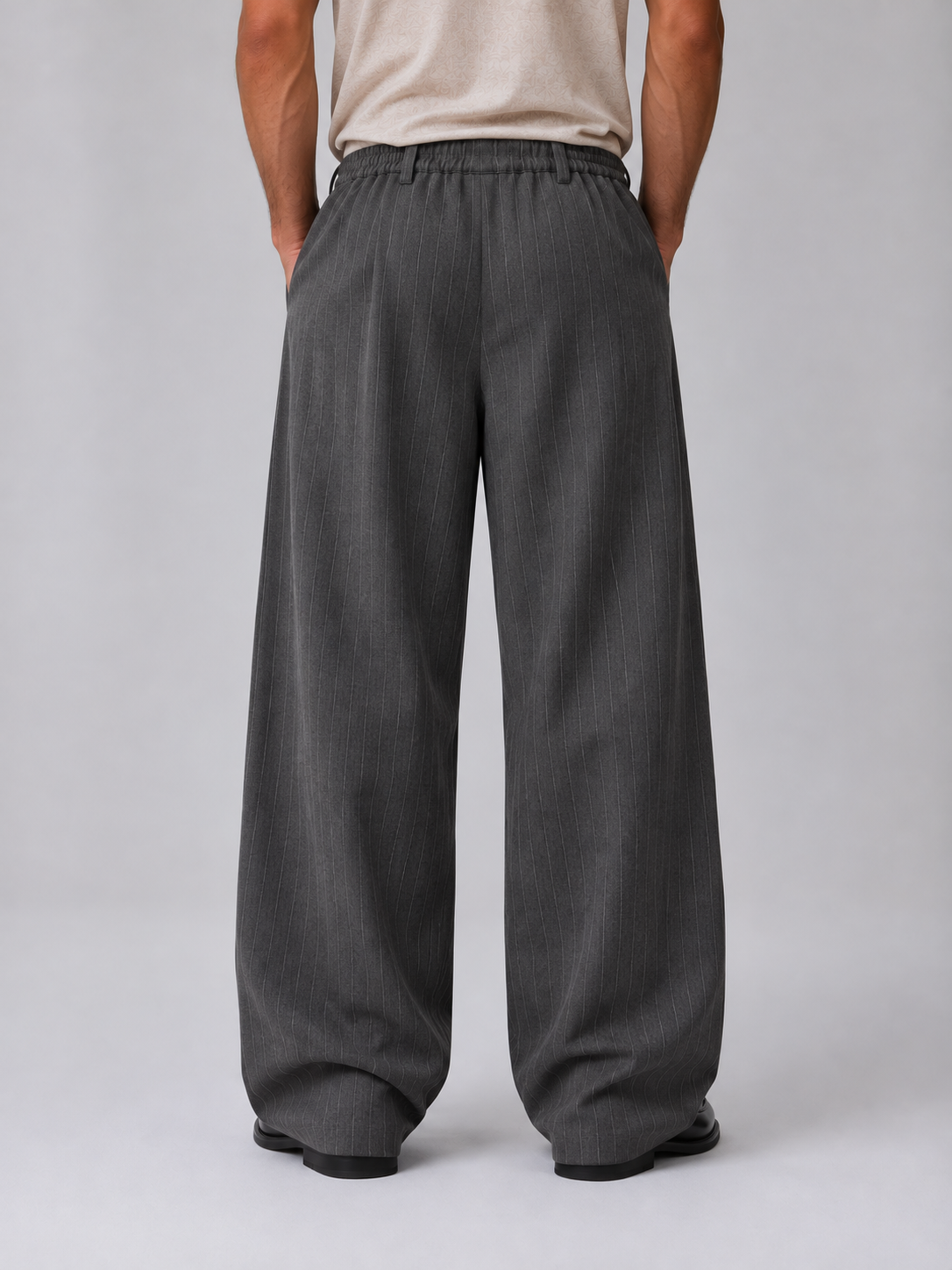 Men's Pinstripe Wide Leg Trousers – Baggy Tailored Fit