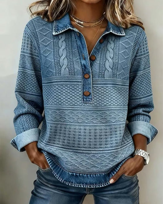 Women's Cosy Cable Knit Jumper with Contrast Collar