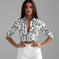 Meredith | Relaxed Printed Shirt with Classic Collar and Roll Up Sleeves
