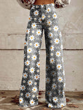 Priya | Retro Printed Trousers with High Waist and Full Length Flare