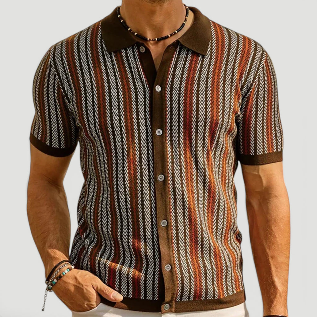 Ellmont London | Men's Vintage Style Button Front Summer Polo Shirt