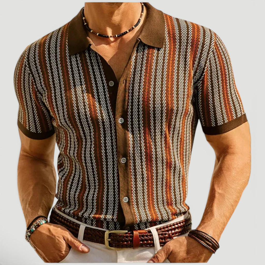 Ellmont London | Men's Vintage Style Button Front Summer Polo Shirt