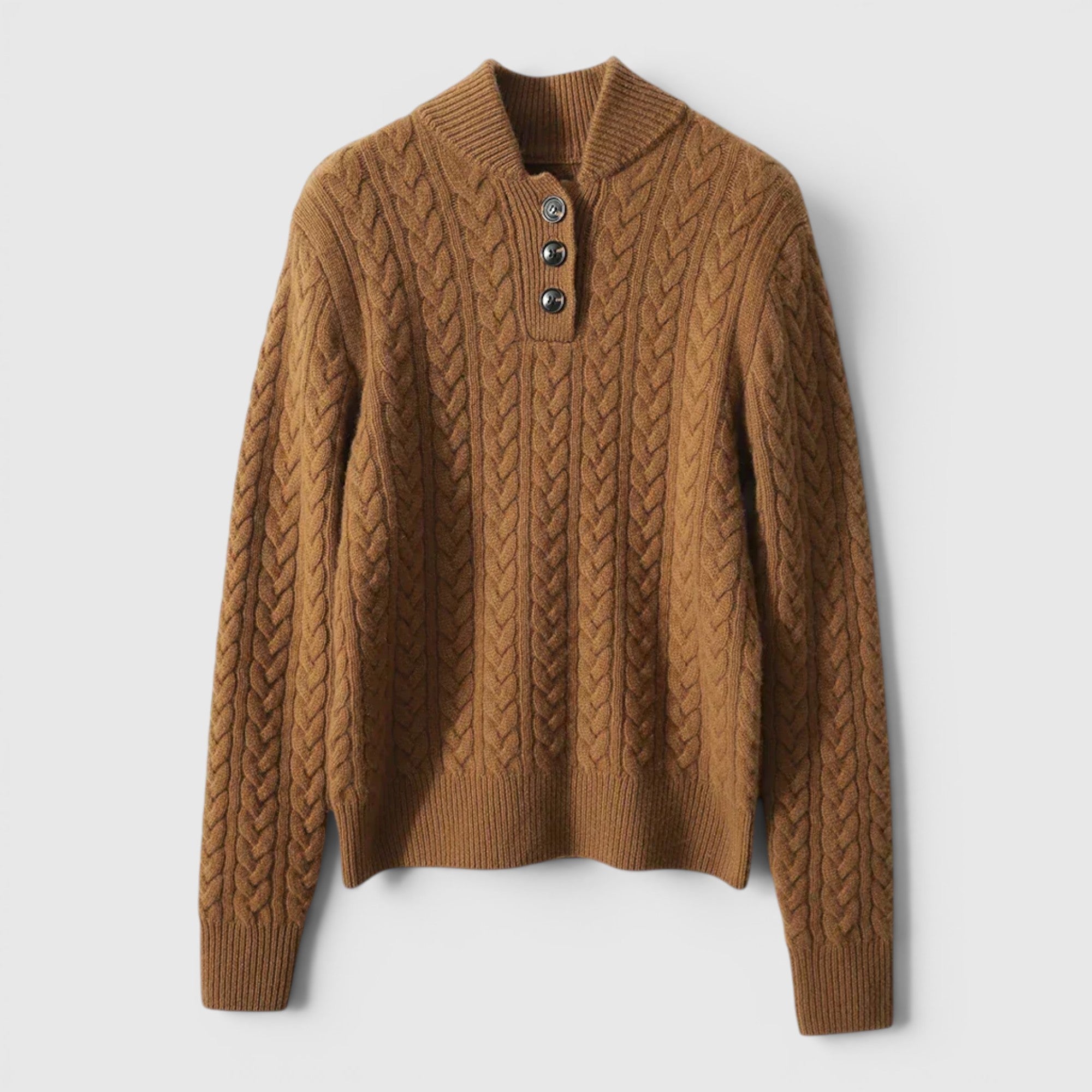 Ellmont London | Women's Soft Wool Cashmere Blend Pullover Button-Up Sweater